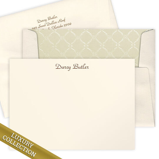 Luxury Darcy Flat Note Card Collection - Raised Ink